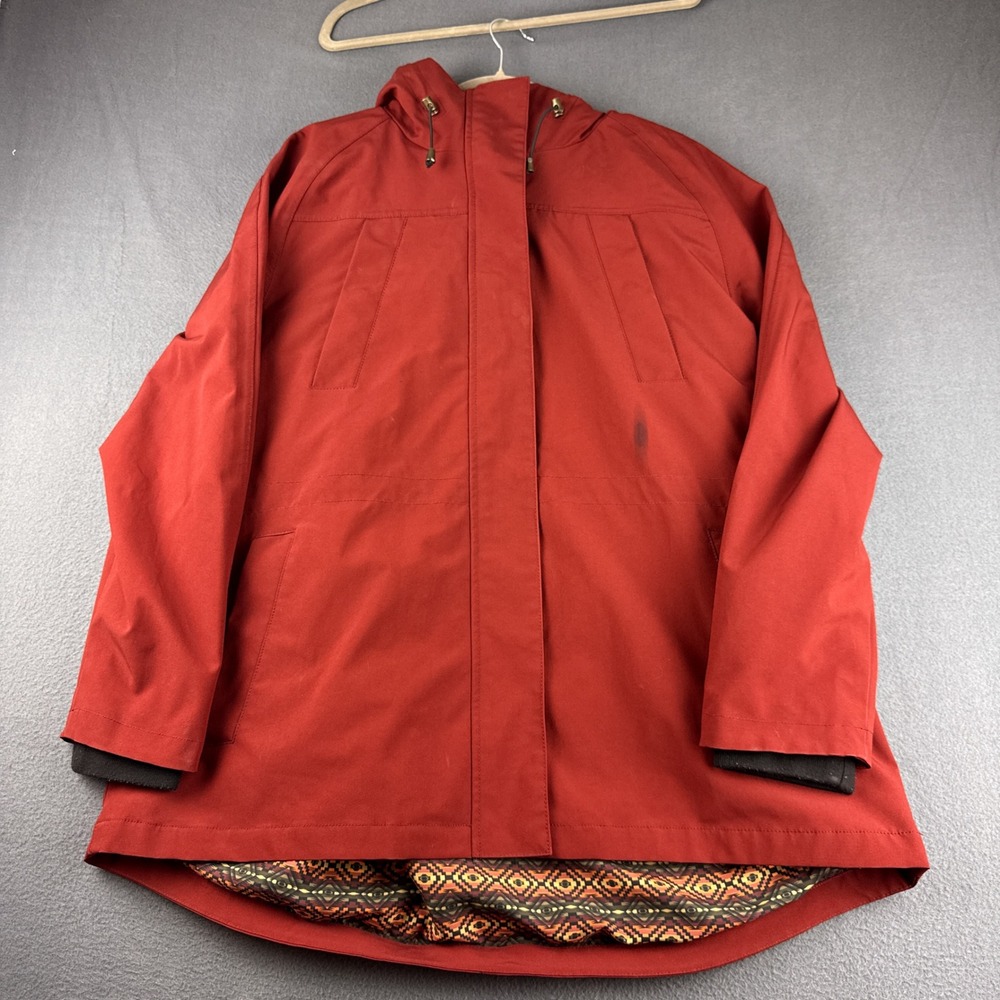Pendleton Jacket Women's XL Red Hooded Southwestern Aztec Lined Full Zip Parka